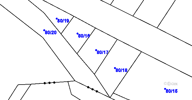 Parcela st. 80/17 v KÚ Kolaje, Katastrální mapa