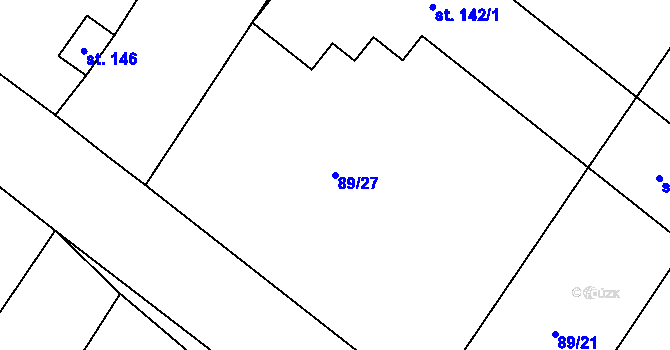 Parcela st. 89/27 v KÚ Kolaje, Katastrální mapa