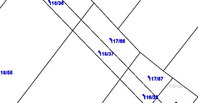 Parcela st. 116/37 v KÚ Kolaje, Katastrální mapa