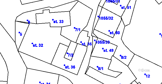 Parcela st. 35 v KÚ Koldín, Katastrální mapa