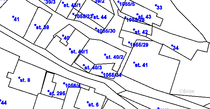 Parcela st. 40/2 v KÚ Koldín, Katastrální mapa