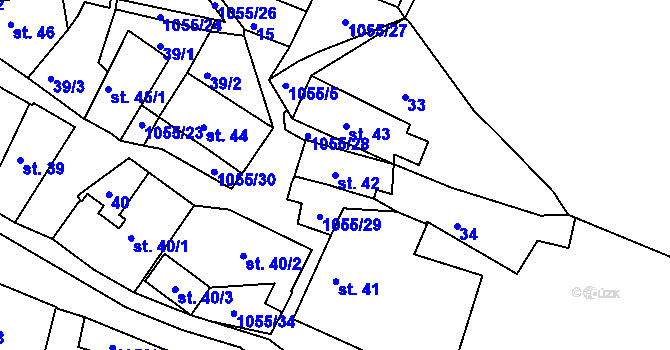 Parcela st. 42 v KÚ Koldín, Katastrální mapa