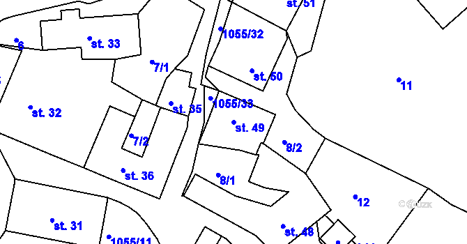 Parcela st. 49 v KÚ Koldín, Katastrální mapa