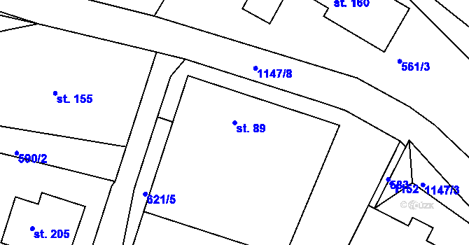 Parcela st. 89 v KÚ Koldín, Katastrální mapa
