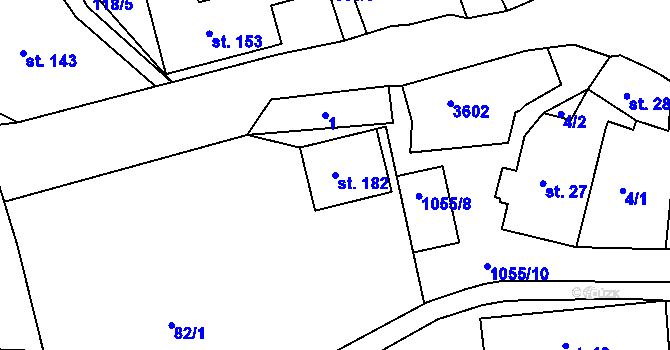 Parcela st. 182 v KÚ Koldín, Katastrální mapa