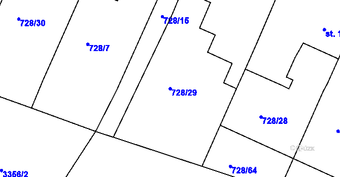 Parcela st. 728/29 v KÚ Koldín, Katastrální mapa