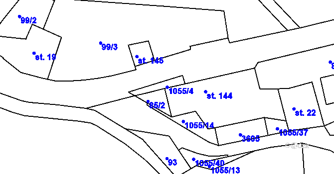 Parcela st. 1055/4 v KÚ Koldín, Katastrální mapa