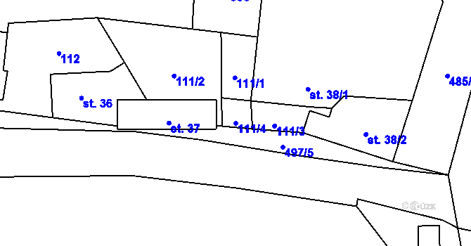 Parcela st. 111/4 v KÚ Koleč, Katastrální mapa
