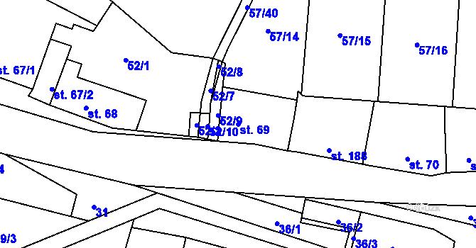 Parcela st. 69 v KÚ Koleč, Katastrální mapa