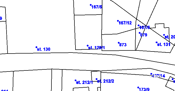 Parcela st. 129/1 v KÚ Koleč, Katastrální mapa