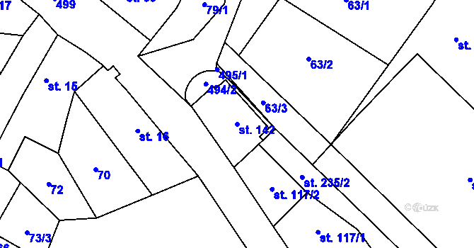 Parcela st. 142 v KÚ Koleč, Katastrální mapa