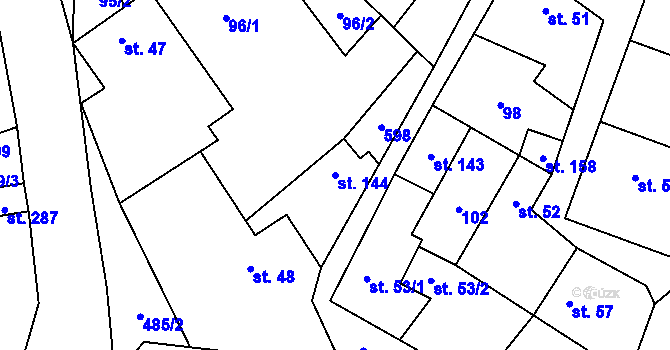 Parcela st. 144 v KÚ Koleč, Katastrální mapa