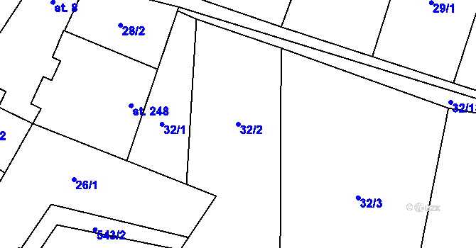 Parcela st. 32/2 v KÚ Koleč, Katastrální mapa