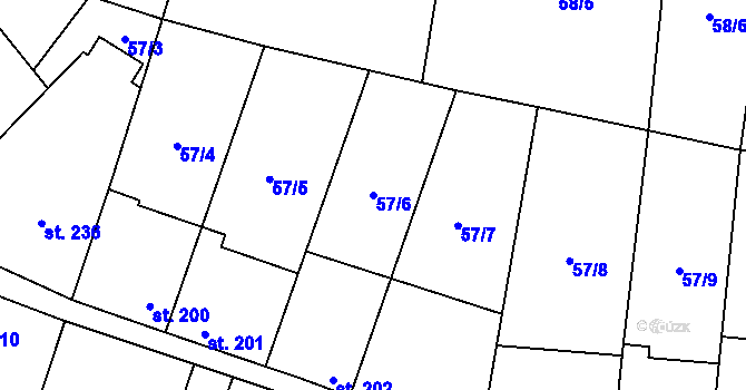 Parcela st. 57/6 v KÚ Koleč, Katastrální mapa