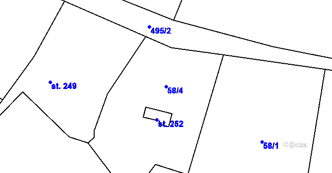 Parcela st. 58/4 v KÚ Koleč, Katastrální mapa