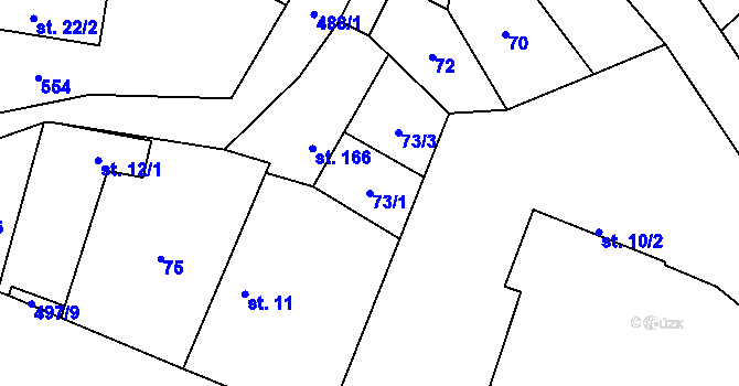 Parcela st. 73/1 v KÚ Koleč, Katastrální mapa