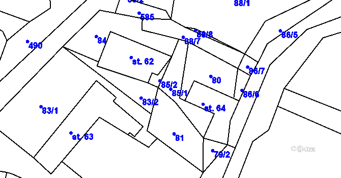 Parcela st. 85/1 v KÚ Koleč, Katastrální mapa