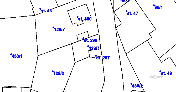 Parcela st. 129/3 v KÚ Koleč, Katastrální mapa