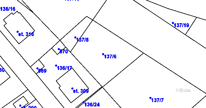 Parcela st. 137/6 v KÚ Koleč, Katastrální mapa