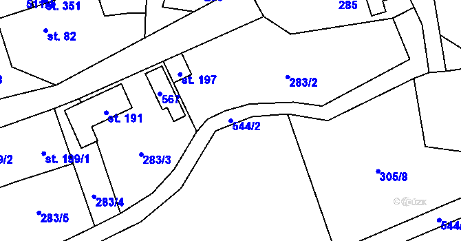 Parcela st. 544/2 v KÚ Koleč, Katastrální mapa