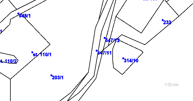 Parcela st. 547/11 v KÚ Koleč, Katastrální mapa