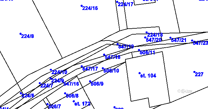 Parcela st. 547/18 v KÚ Koleč, Katastrální mapa