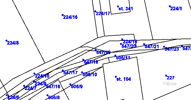 Parcela st. 547/19 v KÚ Koleč, Katastrální mapa