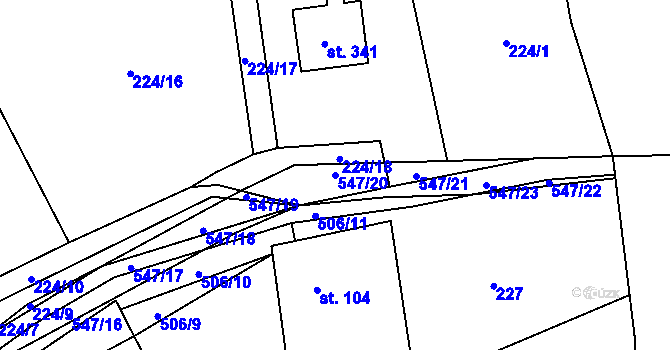 Parcela st. 547/20 v KÚ Koleč, Katastrální mapa