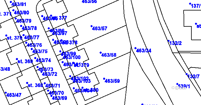 Parcela st. 463/58 v KÚ Koleč, Katastrální mapa