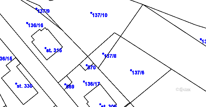 Parcela st. 137/8 v KÚ Koleč, Katastrální mapa