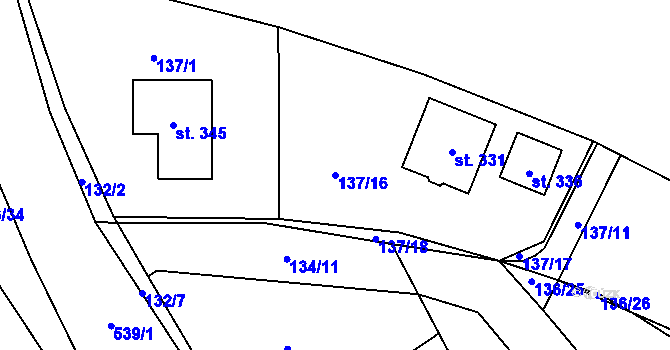 Parcela st. 137/16 v KÚ Koleč, Katastrální mapa