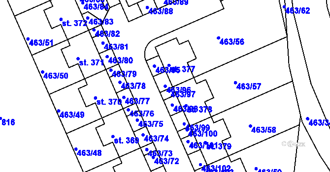 Parcela st. 463/96 v KÚ Koleč, Katastrální mapa