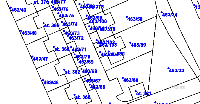 Parcela st. 463/104 v KÚ Koleč, Katastrální mapa
