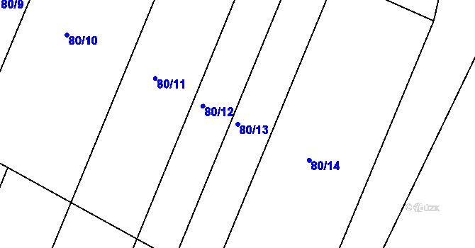 Parcela st. 80/13 v KÚ Kolesa, Katastrální mapa