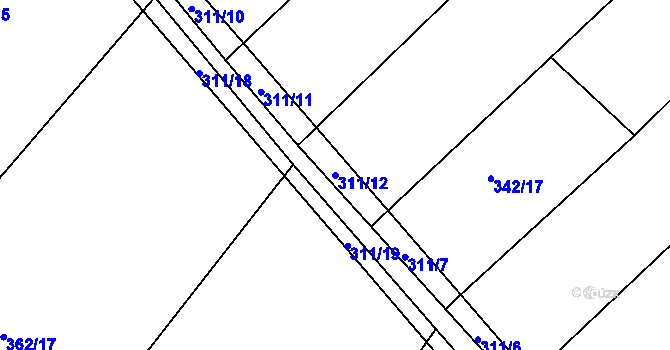Parcela st. 311/12 v KÚ Kolesa, Katastrální mapa