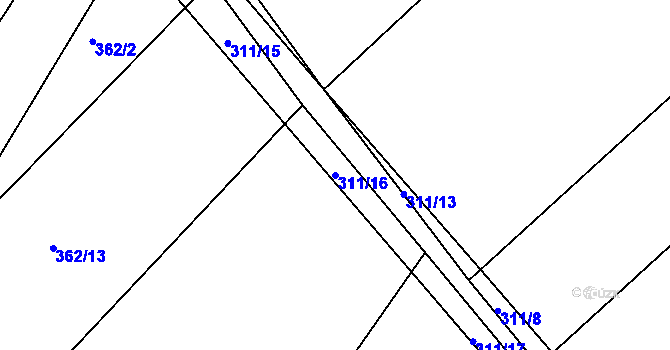 Parcela st. 311/16 v KÚ Kolesa, Katastrální mapa