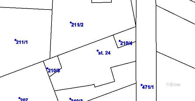 Parcela st. 24 v KÚ Kolesa, Katastrální mapa