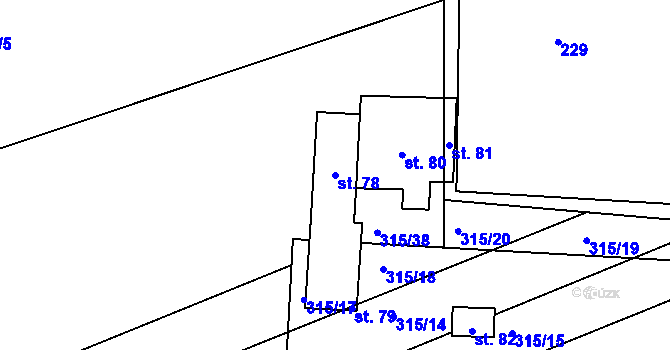 Parcela st. 78 v KÚ Kolesa, Katastrální mapa