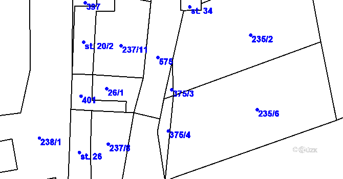 Parcela st. 375/3 v KÚ Bukov u Hořoviček, Katastrální mapa