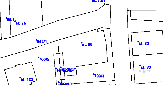 Parcela st. 60 v KÚ Kolešov, Katastrální mapa