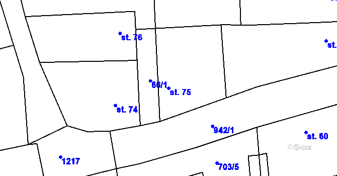 Parcela st. 75 v KÚ Kolešov, Katastrální mapa