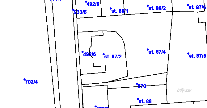 Parcela st. 87/2 v KÚ Kolešov, Katastrální mapa