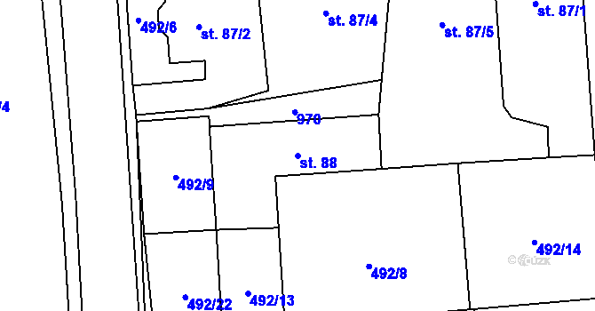 Parcela st. 88 v KÚ Kolešov, Katastrální mapa