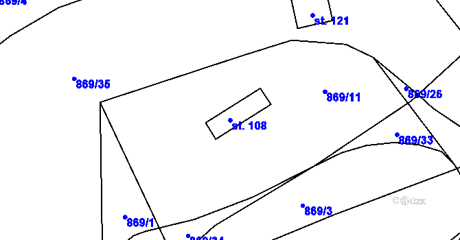 Parcela st. 108 v KÚ Kolešov, Katastrální mapa