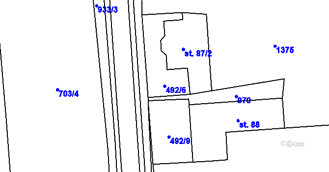 Parcela st. 492/6 v KÚ Kolešov, Katastrální mapa
