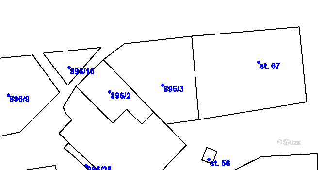 Parcela st. 896/3 v KÚ Kolešov, Katastrální mapa