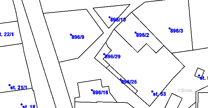 Parcela st. 896/29 v KÚ Kolešov, Katastrální mapa