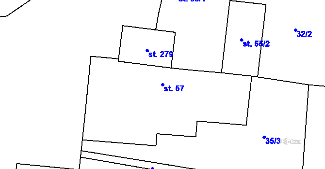 Parcela st. 57 v KÚ Kolešovice, Katastrální mapa