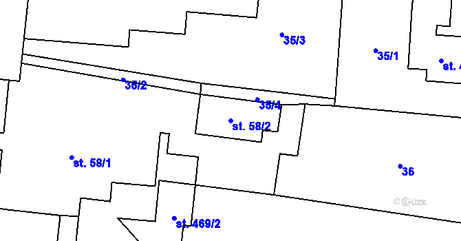 Parcela st. 58/2 v KÚ Kolešovice, Katastrální mapa