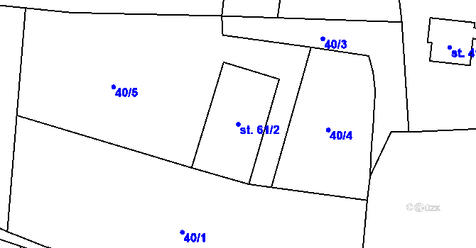 Parcela st. 61/2 v KÚ Kolešovice, Katastrální mapa